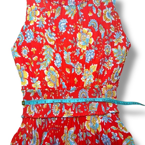 Nanette Lepore Floral Allover Pleated Midi Dress In Orange Sz 6 EUC - Picture 6 of 10